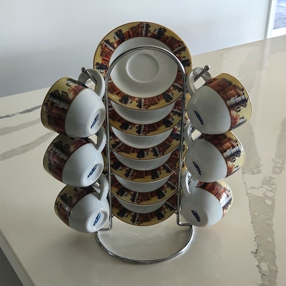 NWT Casa Elite espresso cup set with stand